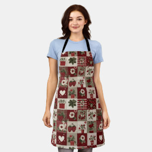 Vintage-Landhaus-Erdbeer-Patchwork-Muster Schürze