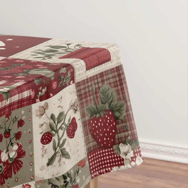 Vintage-Landhaus-Erdbeer-Patchwork-Muster Tischdecke (Beispiel)