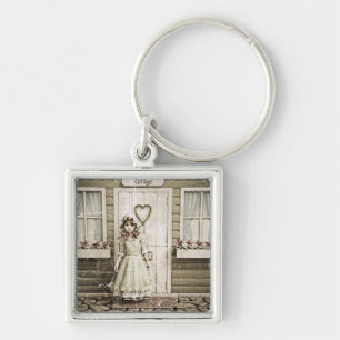Vintage-Landhaus-Mädchen-Shabby-Chic-Kunst Schlüsselanhänger