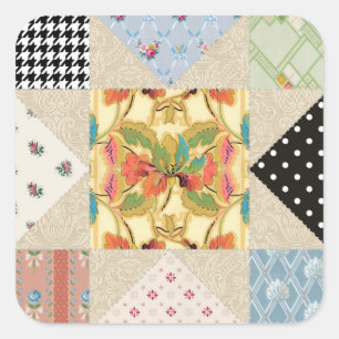 Vintage Landhaus-Stil-Abendstern-Quiltmuster Quadratischer Aufkleber