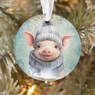 Vintage Landhaus süßes Schwein Weihnachten Ornament