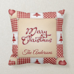 Vintage-Landhaus-Weihnachts-Patchwork-Quilt-Kissen Kissen