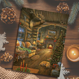 Vintage-Landhaus-Weihnachtscottage Feiertagspostkarte
