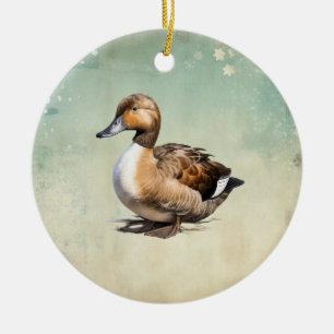 Vintage Landhaus-Weihnachtsente Keramik Ornament