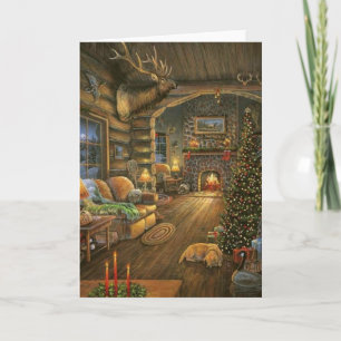 Vintage Landhaus Weihnachtskabine Feiertagskarte