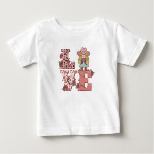 Vintage-Landhausstil "Liebe" mit einer blonden Cow Baby T-shirt