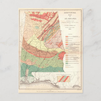 Vintage Landkarte Alabamas (1882) Postkarte