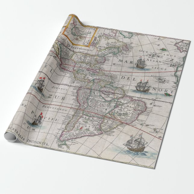 Vintage Landkarte des amerikanischen Sees Geschenkpapier (Ungerollt)