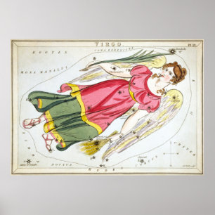 Vintage Landkarte Virgo Constellation (1825) Poster