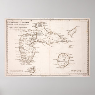 Vintage Landkarte von Guadeloupe (1780) Poster