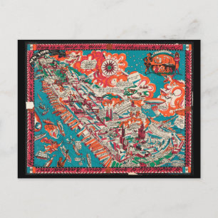 Vintage Landkarte von New York City 1925 Postkarte