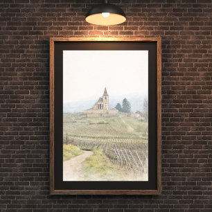 Vintage Landkirche Skizze – Rustikaler Weinberg Poster