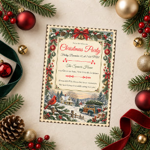 Vintage-Landleben-Weihnachtsfeier Einladung