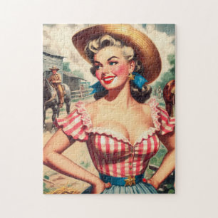 Vintage Landmädchen Puzzle