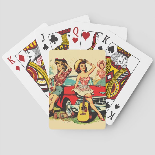 Vintage Landmädchen Spielkarten (Rückseite)