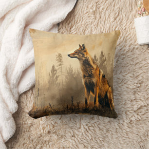 Vintage Landschaft Coyote Kissen