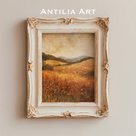 Vintage Landschaft der Wildblume Herbst Poster