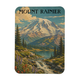 Vintage-Landschaft des Mount Rainier Nationalparks Magnet