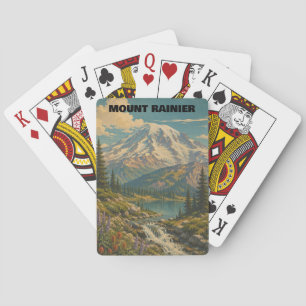 Vintage-Landschaft des Mount Rainier Nationalparks Spielkarten