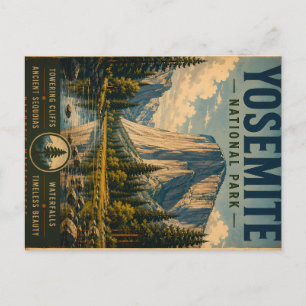 Vintage-Landschaft des Yosemite-Nationalparks mit Feiertagspostkarte