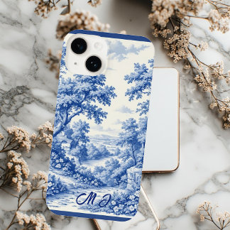 Vintage-Landschaft Französische Toile Blau Flora M iPhone 14 Hülle