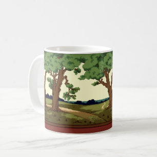 Vintage-Landschaft im Stil des Arts and Crafts Mov Tasse