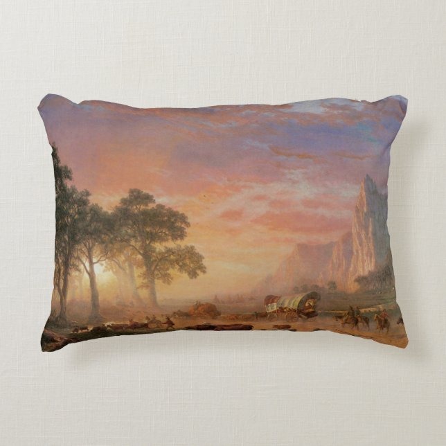 Vintage Landschaft, Oregon Trail nach Bierstadt Zierkissen (Vorderseite)
