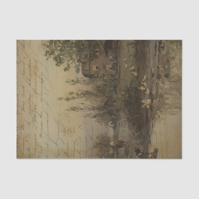 Vintage Landschaft Seidenpapier (Vorderseite)