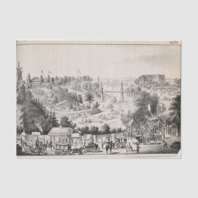 Vintage Landschaft Stadt Ephemera Entdeckungsreise Seidenpapier (Vorderseite)