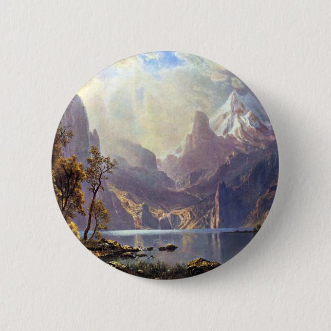 Vintage Landschaft, Tahoe-See bei Albert Bierstadt Button (Vorderseite)