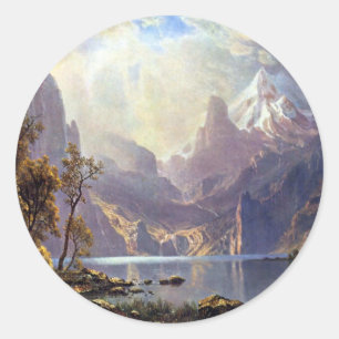 Vintage Landschaft, Tahoe-See bei Albert Bierstadt Runder Aufkleber
