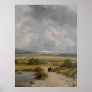 Vintage Landschaft, Vintage Kunst, Ölmalerei, Poster