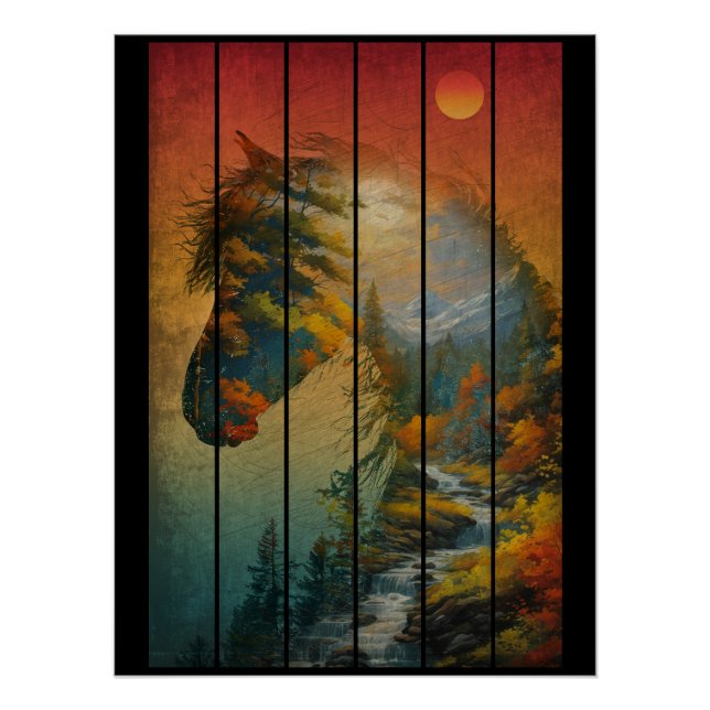 Vintage Landschaft von Pferden Landschaft Poster (Vorderseite)