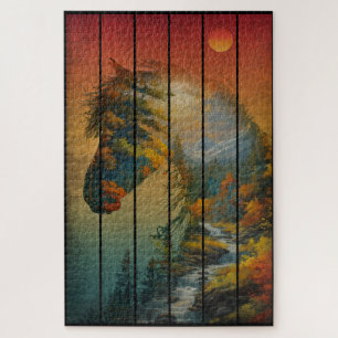 Vintage Landschaft von Pferden Landschaft Puzzle
