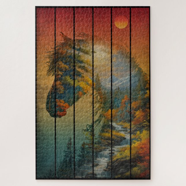 Vintage Landschaft von Pferden Landschaft Puzzle (Vertikal)
