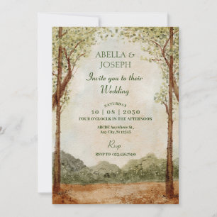 Vintage-Landschaft Wald Hochzeit  Einladung