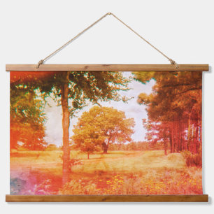 Vintage-Landschaft Wandteppich Mit Holzrahmen
