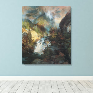 Vintage Landschaft Wasserfall im Val Piora Leinwanddruck
