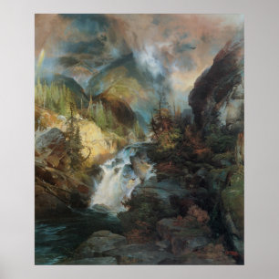 Vintage Landschaft Wasserfall im Val Piora Poster