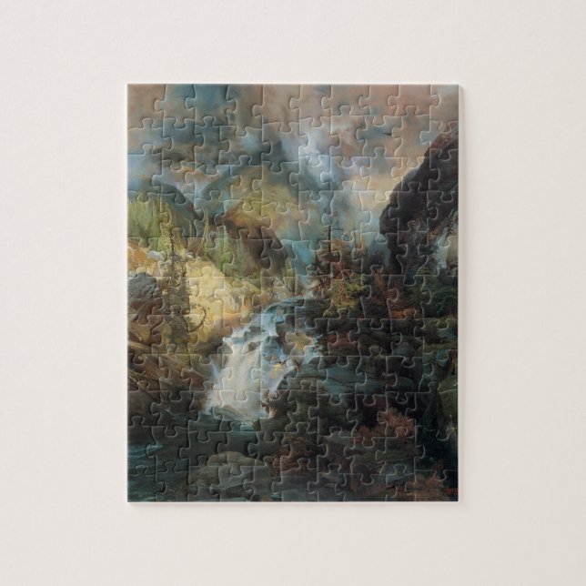 Vintage Landschaft Wasserfall im Val Piora Puzzle (Vertikal)