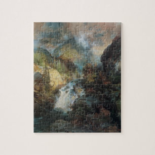 Vintage-Landschaft Wasserfall in den Bergen von Mo Puzzle
