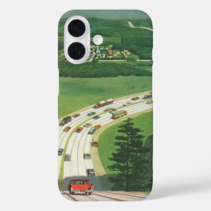 Vintage Landschaftliche amerikanische Autobahnen,  iPhone 16 Hülle