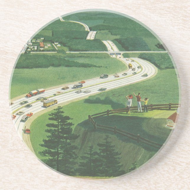 Vintage Landschaftliche amerikanische Autobahnen,  Getränkeuntersetzer (Vorne)