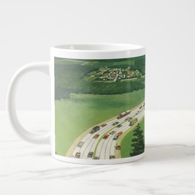 Vintage Landschaftliche amerikanische Autobahnen,  Jumbo-Tasse (Links)