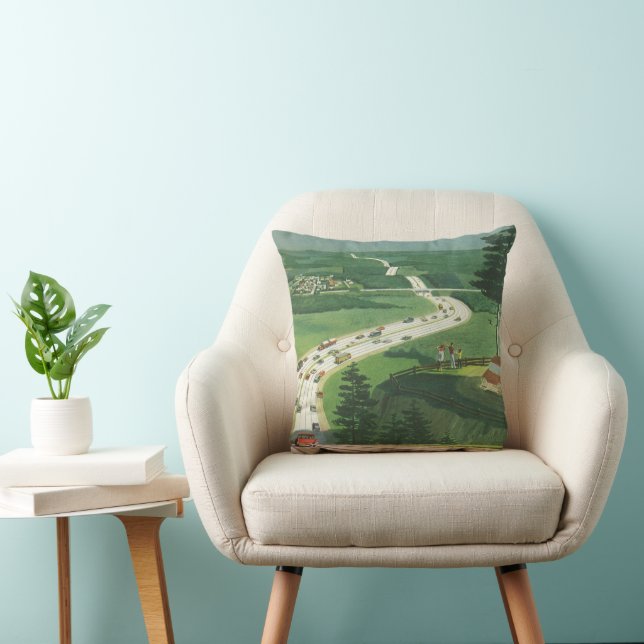 Vintage Landschaftliche amerikanische Autobahnen,  Kissen (Stuhl )