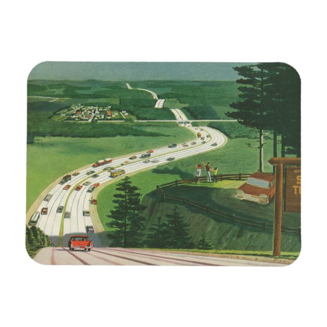 Vintage Landschaftliche amerikanische Autobahnen,  Magnet (Horizontal)