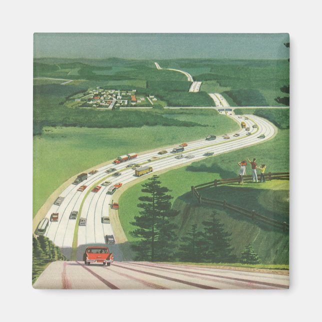 Vintage Landschaftliche amerikanische Autobahnen,  Magnet (Vorne)