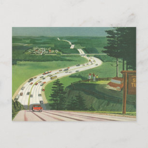 Vintage Landschaftliche amerikanische Autobahnen,  Postkarte