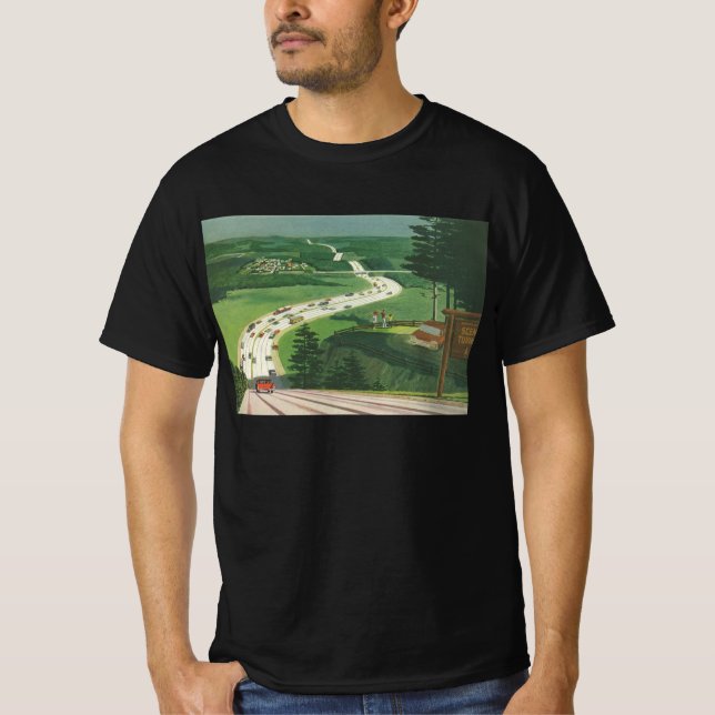 Vintage Landschaftliche amerikanische Autobahnen,  T-Shirt (Vorderseite)