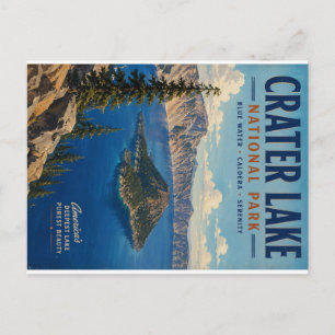 Vintage-Landschaftsansicht des Crater Lake Nationa Feiertagspostkarte